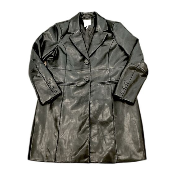 Avec Les Filles (NWOT) - Black Vegan Leather Longline Blazer - Women's XL - Picture 3 of 9